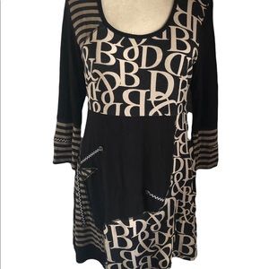 Linea Domani D&B Graphic Knit Dress Size M Art to Wear